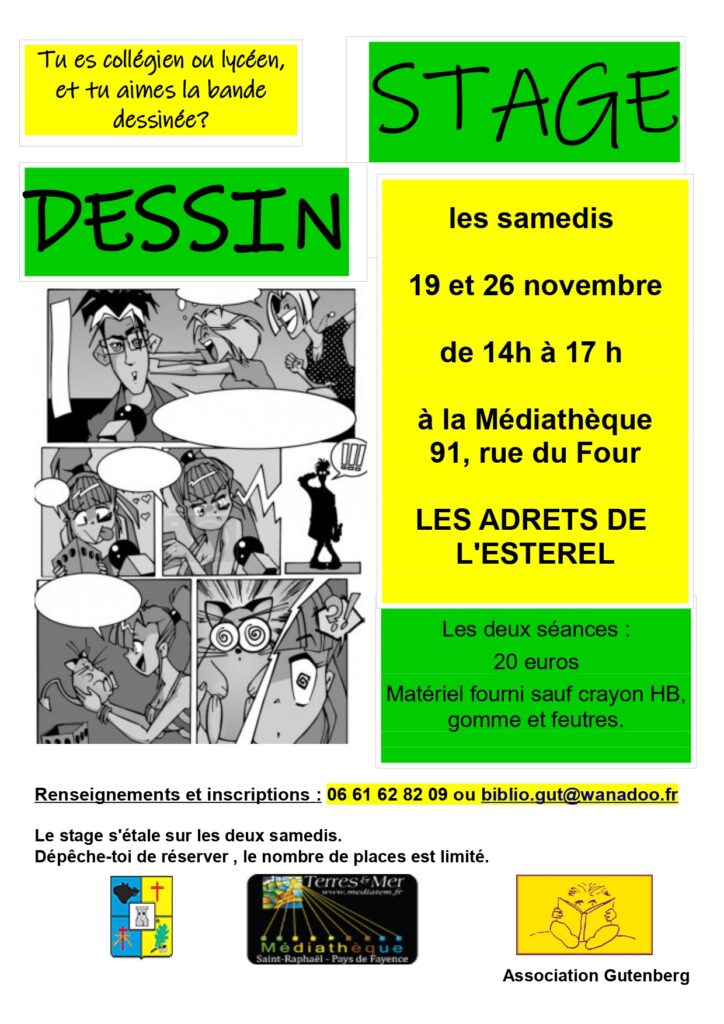 19 et 26/11/22 – Stage de Bande Dessinée (Collégiens et Lycéens)