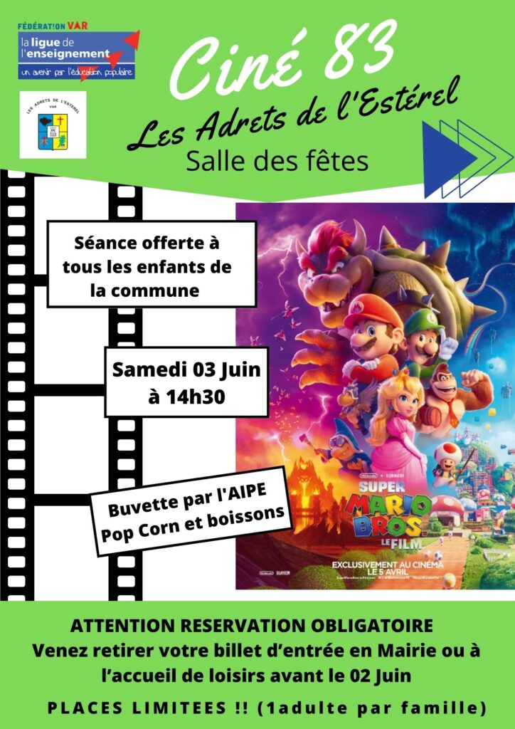 03/06/23 – Super Mario Bros le film – Cinéma offert aux enfants