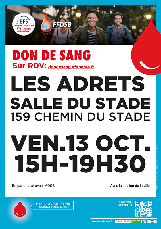 13/10/23 – Don de sang : marquons ensemble cette saison automnale par un geste précieux