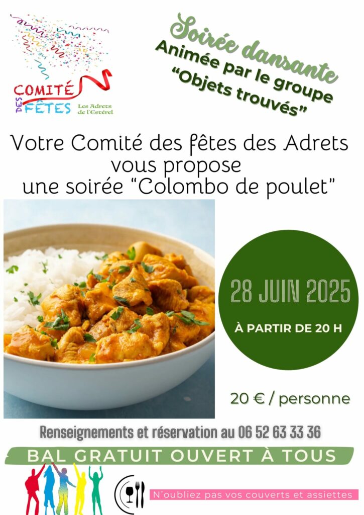 28/06/25 –  Soirée dansante Poulet Colombo